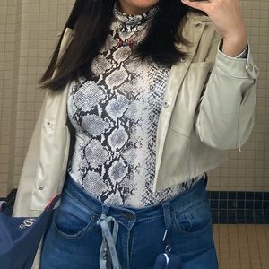 Stone Faux Leather Crop Jacket
